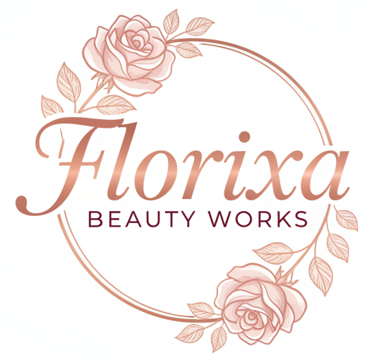 Create a unique logo, white background for Florixa Beauty Works